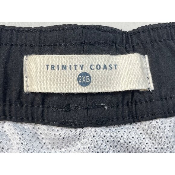 Trinity Coast Mens Size 2XB Swim Trunks Black 9" Inseam Elastic Waist Side Pocke - Picture 10 of 12